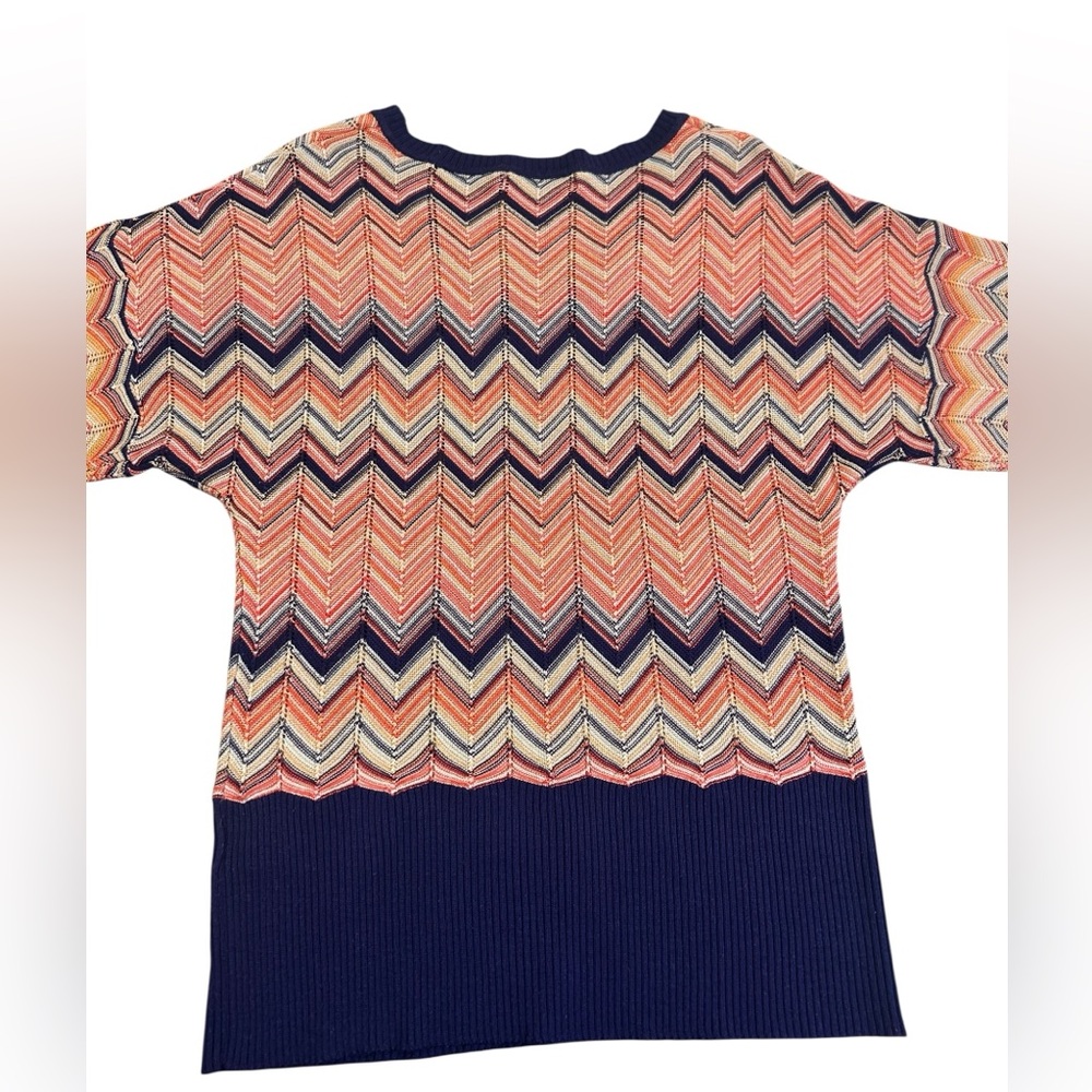 VTG 90s OUTBACK RED The Limited Chevron Knit Sweater L Metallic Retro Navy Ornge - Picture 5 of 13